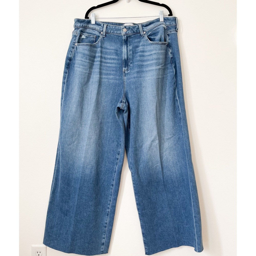 Paige Anessa 31" Raw Hem Wide Leg Denim Jeans Womens 20W
